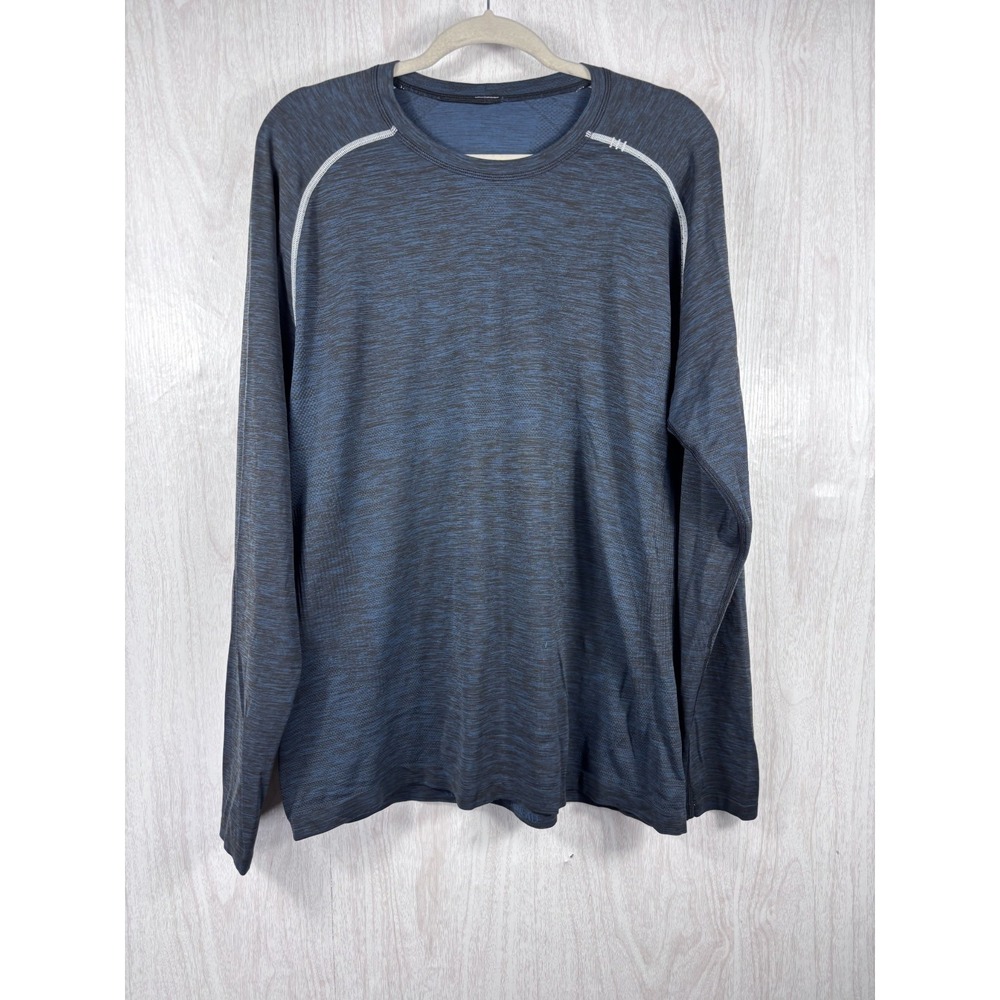 Lululemon‎ Metal Vent Tech Shirt Mens XL Navy Black Space Dye Running Training